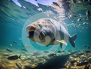 Ai Generated illustration Wildlife Concept of Big Carp (Cyprinus Carpio)