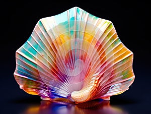 Ai Generated illustration Wildlife Concept of Big colorful seashell