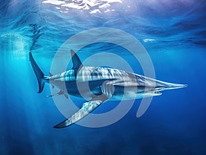 Ai Generated illustration Wildlife Concept of Big thresher shark