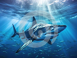 Ai Generated illustration Wildlife Concept of Big thresher shark