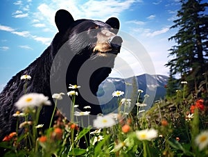 Ai Generated illustration Wildlife Concept of Black bear in wilderness