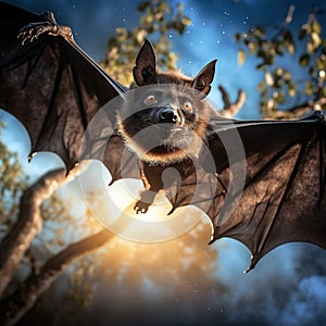 Ai Generated illustration Wildlife Concept of Black flying-fox