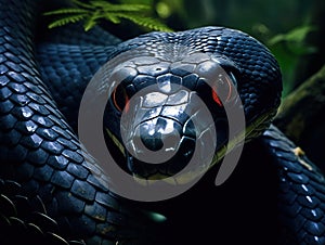 Ai Generated illustration Wildlife Concept of Black mamba/ Dendroaspis polylepis