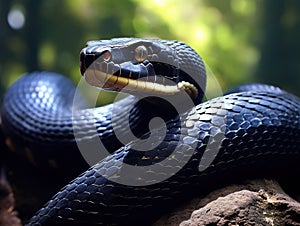 Ai Generated illustration Wildlife Concept of Black mamba/ Dendroaspis polylepis