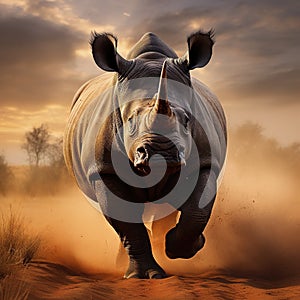 Ai Generated illustration Wildlife Concept of Black Rhino in Masai Mara Kenya