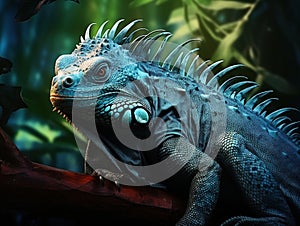 Ai Generated illustration Wildlife Concept of Blue Iguana Cayman Islands