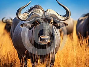 Ai Generated illustration Wildlife Concept of Blue wildebeest