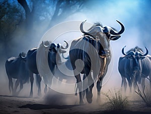 Ai Generated illustration Wildlife Concept of Blue wildebeest