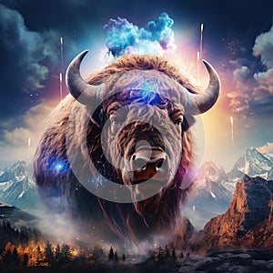 Ai Generated illustration Wildlife Concept of Buffalo South Africa