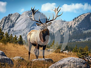 Ai Generated illustration Wildlife Concept of Bugling Elk