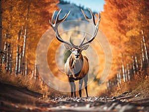 Ai Generated illustration Wildlife Concept of Bull elk bugling up close