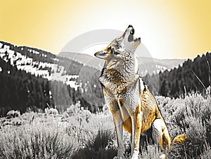 Ai Generated illustration Wildlife Concept of Calling Coyote