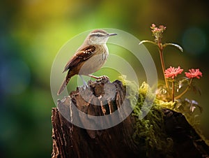 Ai Generated illustration Wildlife Concept of Carolina Wren (Thryothorus ludovicianus)