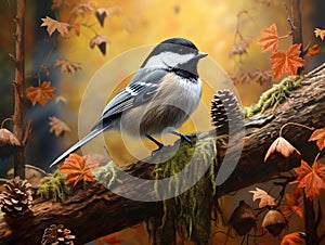 Ai Generated illustration Wildlife Concept of Chickadee 01