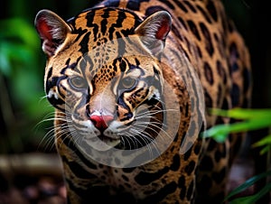 Ai Generated illustration Wildlife Concept of Close up ocelot big cat costa rica