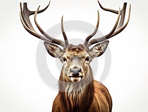 Ai Generated illustration Wildlife Concept of Close-up of a Red deer stag