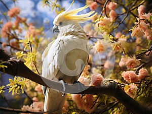 Ai Generated illustration Wildlife Concept of Cockatoo in a Tree