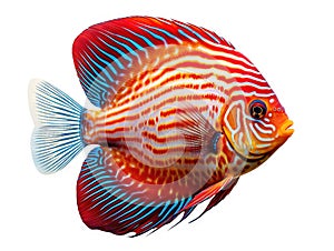 Ai Generated illustration Wildlife Concept of Colorful Discus Fish Isolated on White Background