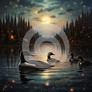 Ai Generated illustration Wildlife Concept of Common Loon