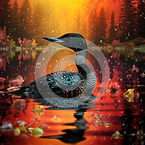 Ai Generated illustration Wildlife Concept of Common Loon