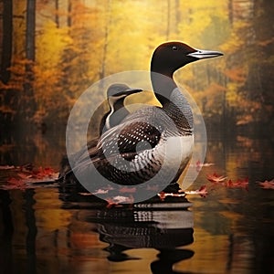 Ai Generated illustration Wildlife Concept of Common Loon (Gavia immer)