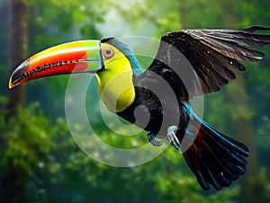 Ai Generated illustration Wildlife Concept of Costa Rica Keel-Billed Toucan