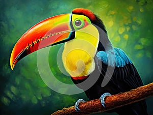 Ai Generated illustration Wildlife Concept of Costa Rica Keel-Billed Toucan