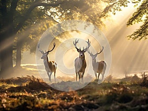 Ai Generated illustration Wildlife Concept of Deer raiding