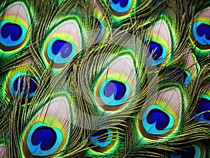 Ai Generated illustration Wildlife Concept of Detail of peacock feather eye