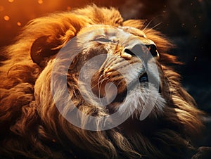 Ai Generated illustration Wildlife Concept of Emotional Lion