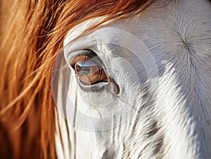 Ai Generated illustration Wildlife Concept of Eye mane wild horse mustang in Wyoming desert