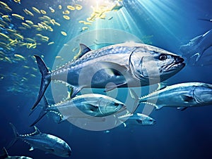 Ai Generated illustration Wildlife Concept of Fish swimming in water.