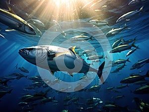 Ai Generated illustration Wildlife Concept of Fish swimming in water.