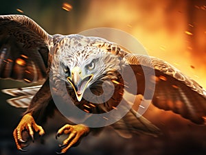 Ai Generated illustration Wildlife Concept of A flying bird of prey