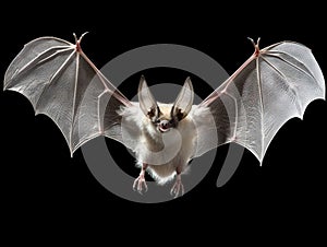 Ai Generated illustration Wildlife Concept of Flying Grey long eared bat isolated on white background