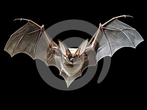 Ai Generated illustration Wildlife Concept of Flying Grey long eared bat isolated on white background