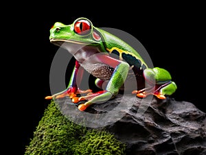 Ai Generated illustration Wildlife Concept of Frog on rock