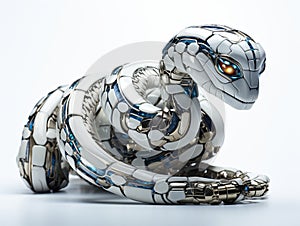 Ai Generated illustration Wildlife Concept of Futuristic robot snake