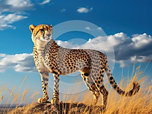 Ai Generated illustration Wildlife Concept of Gazing cheetah