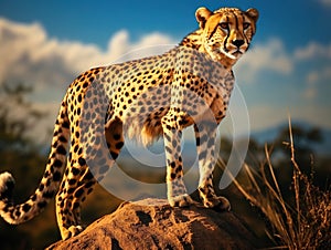 Ai Generated illustration Wildlife Concept of Gazing cheetah