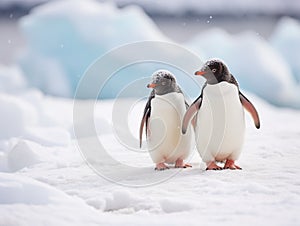 Ai Generated illustration Wildlife Concept of Gentoo Penguins - Antarctica