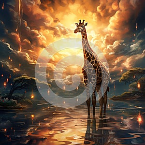 Ai Generated illustration Wildlife Concept of Giraffe Kenya Africa