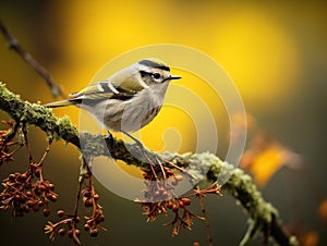 Ai Generated illustration Wildlife Concept of Golden-crowned Kinglet