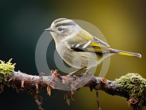 Ai Generated illustration Wildlife Concept of Golden-crowned Kinglet