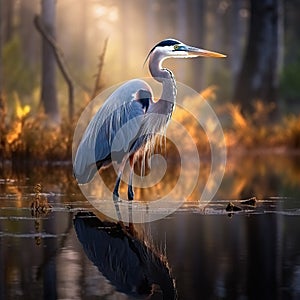 Ai Generated illustration Wildlife Concept of Great Blue Heron at Myakka