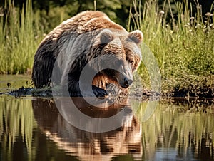 Ai Generated illustration Wildlife Concept of Grizzly Bear