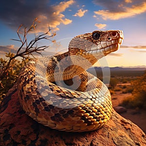 Ai Generated illustration Wildlife Concept of Hognose snake