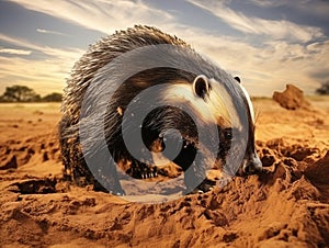 Ai Generated illustration Wildlife Concept of Honey Badger