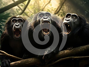 Ai Generated illustration Wildlife Concept of Howler monkeys