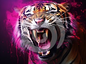 Ai Generated illustration Wildlife Concept of Hungry tiger